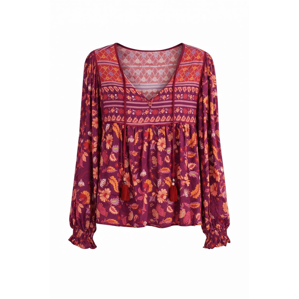 Harni Marlow Top Size 14 Bohemian Floral Multi Color Blouse NWT